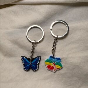 🦋 Small Butterfly and Flower Keychain Bundle